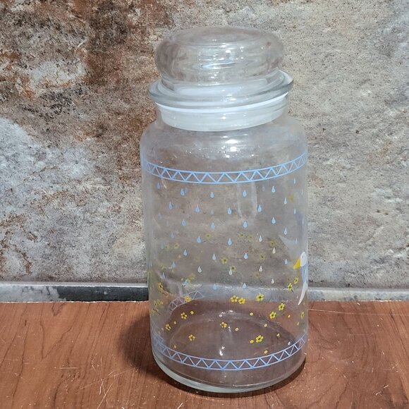 Vintage Anchor Hocking Farm Country Goose Geese Storage Jar Canister 8.5" Lid - Picture 3 of 10
